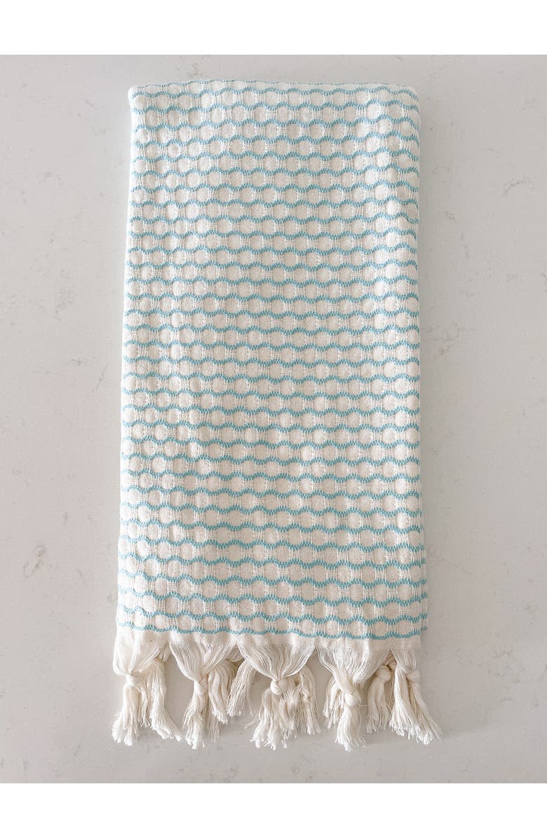 Anaya Beach Wave Turkish Cotton Beach Towel, Main, color, Bright Aqua