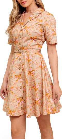 Floral Short Sleeve Fit & Flare Shirtdress