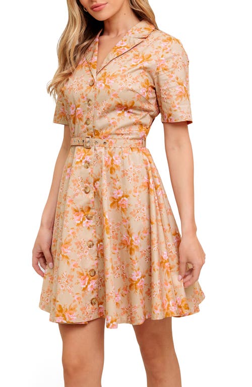 Flying Tomato Floral Short Sleeve Fit & Flare Shirtdress In Multi
