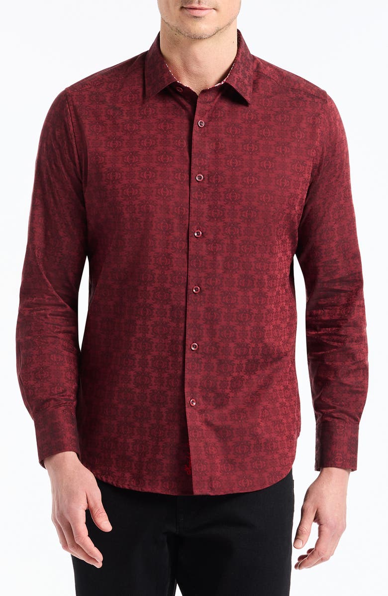 Robert Graham Stellman Long Sleeve Button-Up Shirt, Main, color, Burgundy