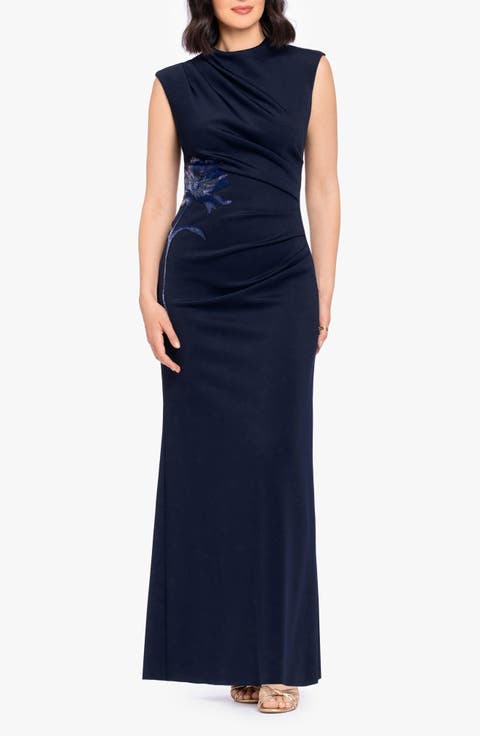 Sequin Appliqué Scuba Gown