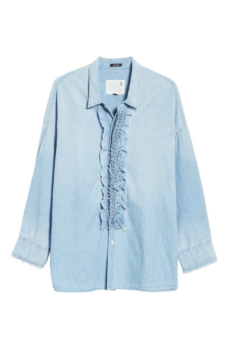 R13 Oversized Denim Tuxedo Shirt, Alternate, color,