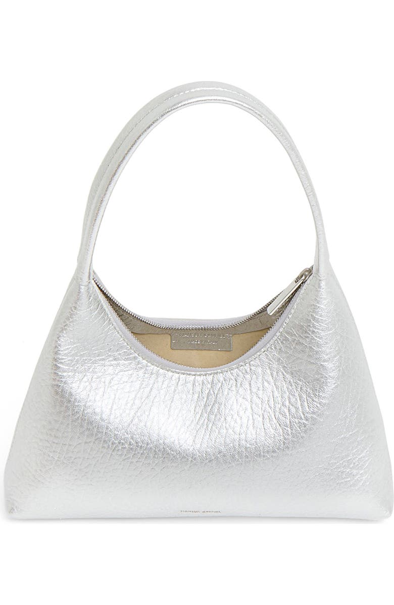 Mansur Gavriel Mini Candy Metallic Leather Shoulder Bag, Alternate, color, Silver