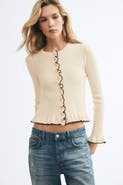 H&M Ruffled Rib-Knit Cardigan