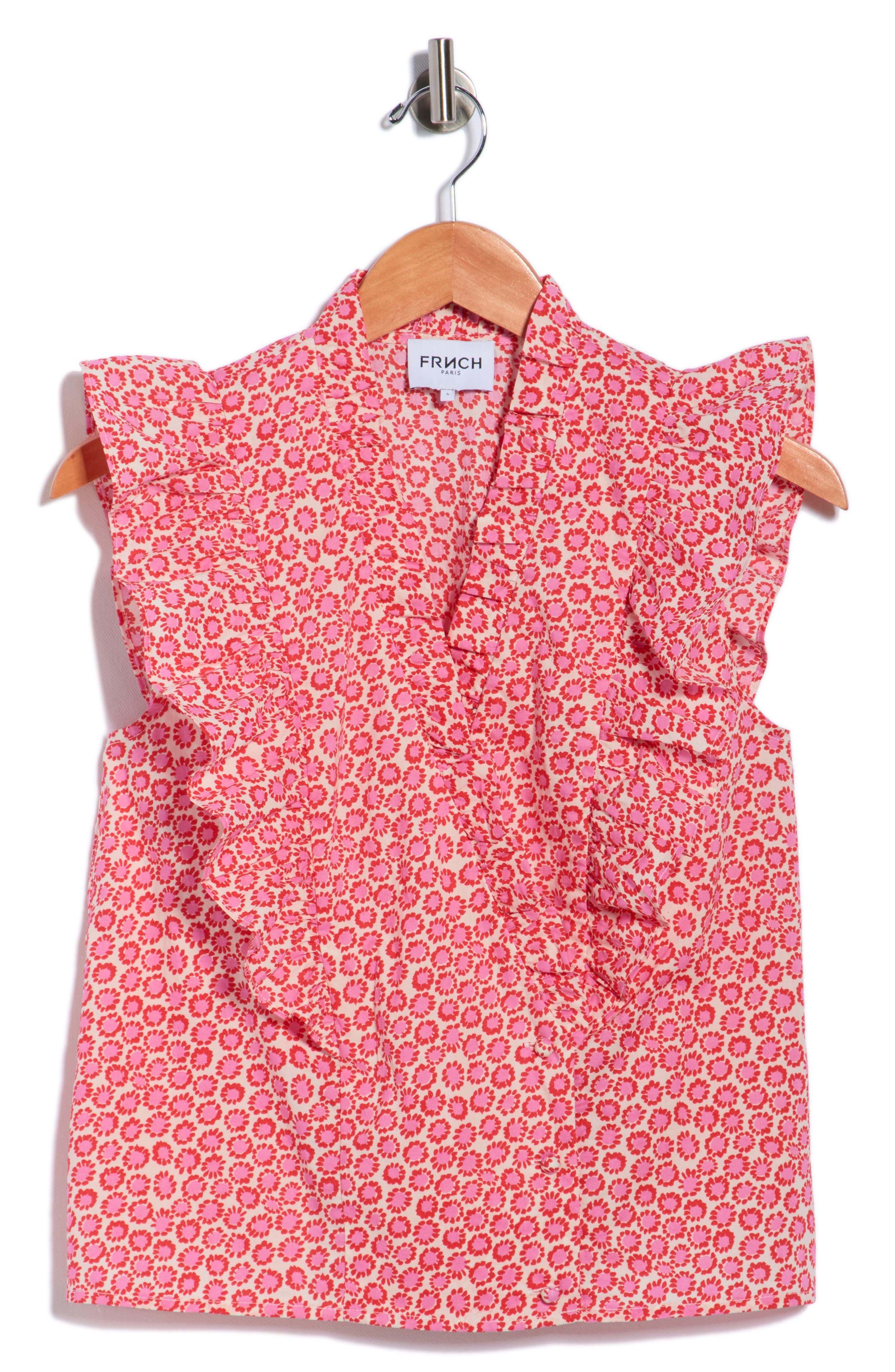 FRNCH Taya Ruffle Cap Sleeve Cotton Top