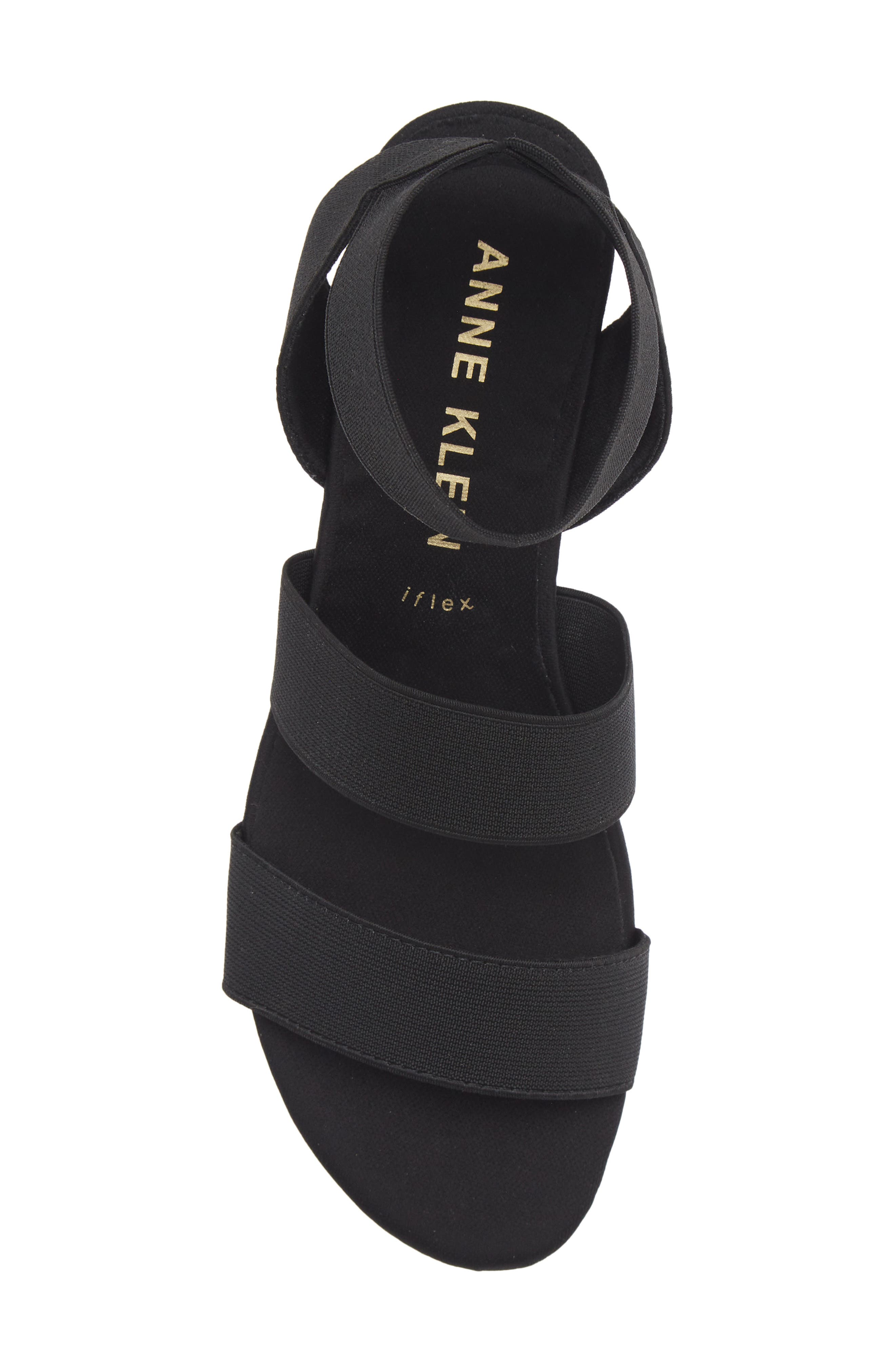 Anne Klein Barnett Wedge Ankle Strap Sandal, Alternate, color, Black
