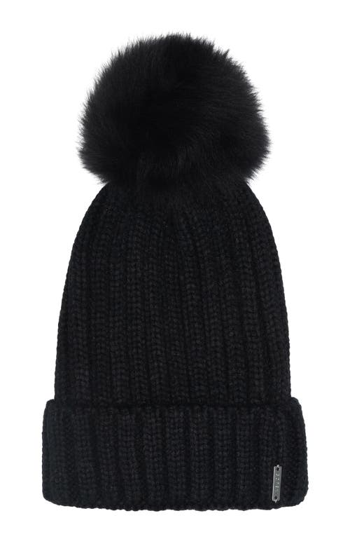 Gorski Select Knit Beanie With Lamb Shearling Pom In Black