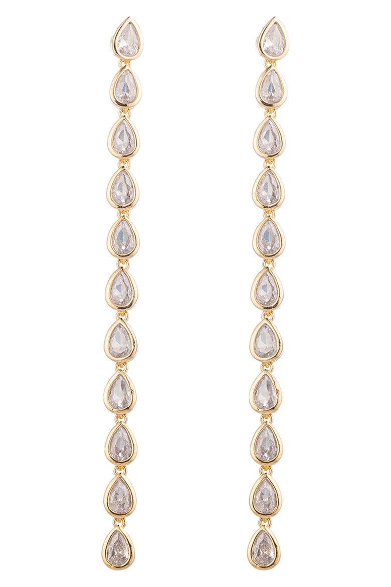 Iris Cubic Zirconia Drop Earrings, Main, color, GOLD