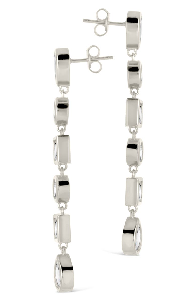 Sterling Forever Ingrid CZ Link Drop Earrings, Alternate, color, Silver