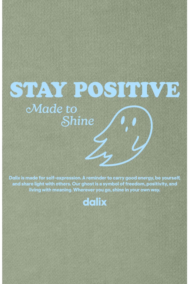 Womens Stay Positive Relaxed Hoodie, Alternate, color, Oil Green