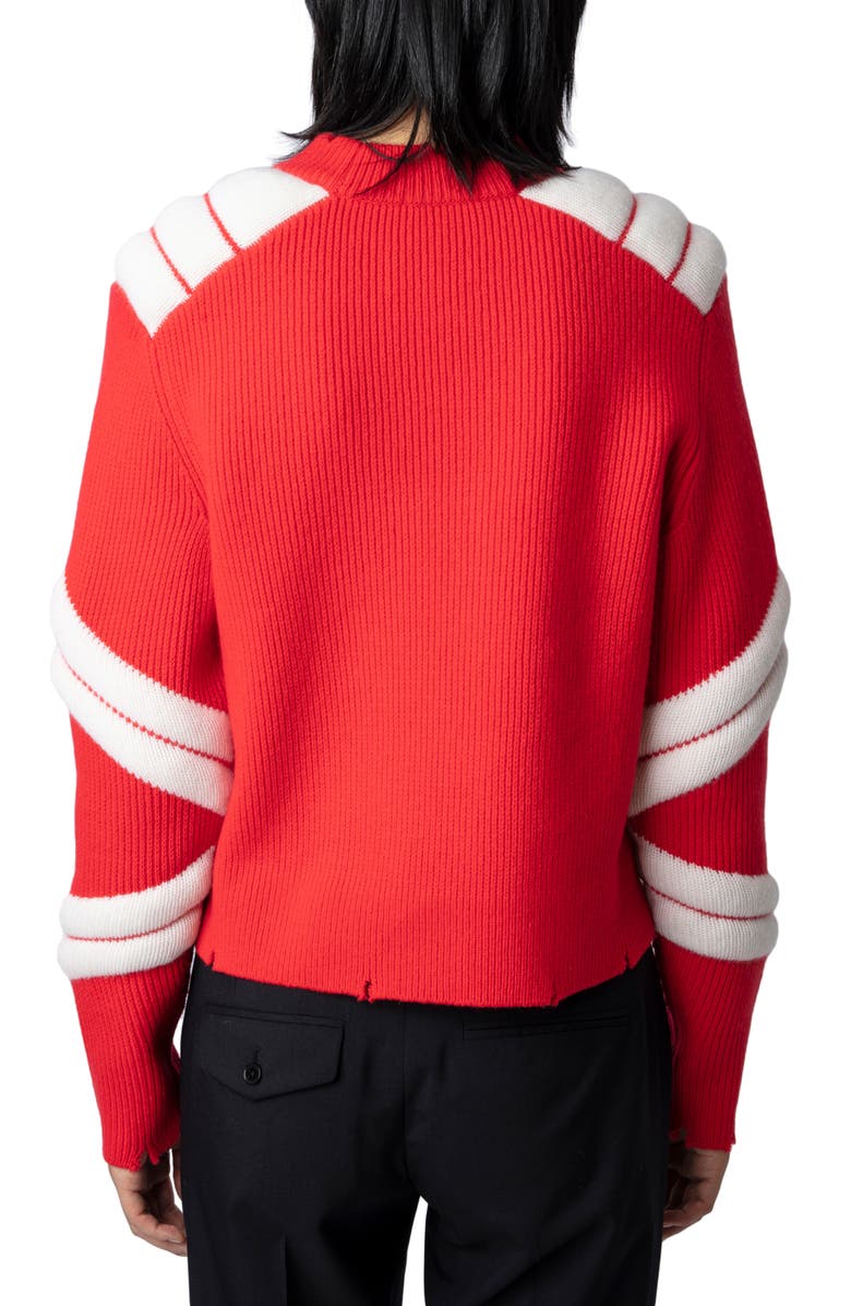 Zadig & Voltaire Georgia Stripe Merino Wool Crewneck Sweater, Alternate, color, 