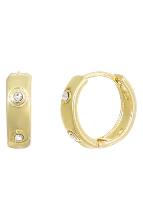 14K Gold Plated Cubic Zirconia Hoop Earrings