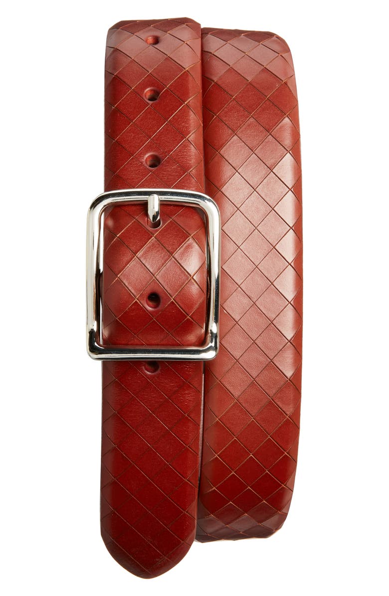 Nordstrom Makai Basket Weave Texture Leather Belt, Main, color, Cognac
