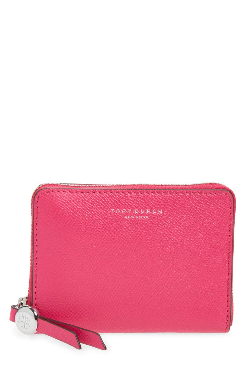 Romy Medium Leather Zip Wallet, Main, color, BRIGHT PINK
