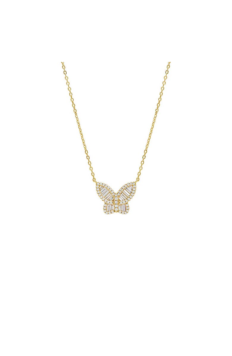 BY ADINA EDEN Large Pave X Baguette Butterfly Necklace, Main, color,