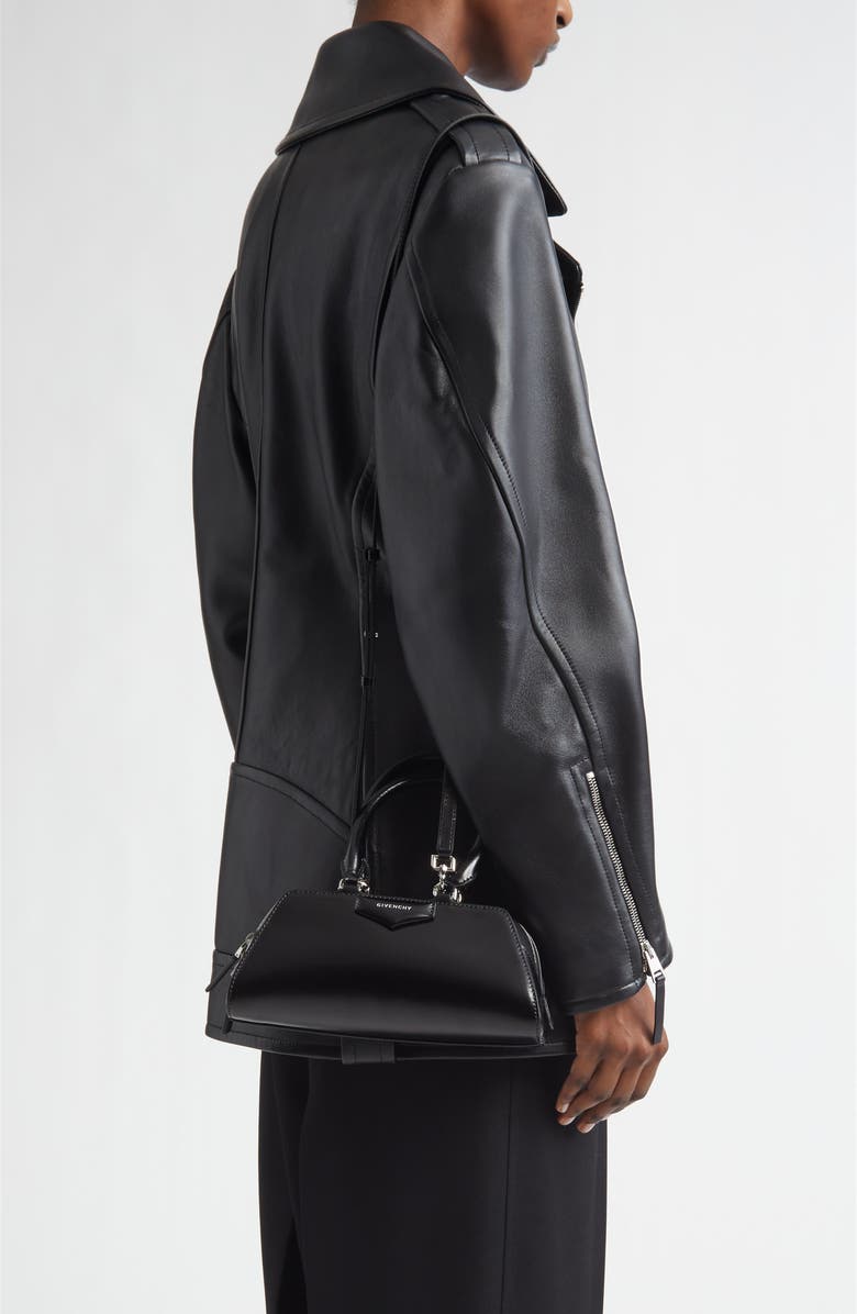 Givenchy Mini Antigona Leather East/West Satchel, Alternate, color, Black