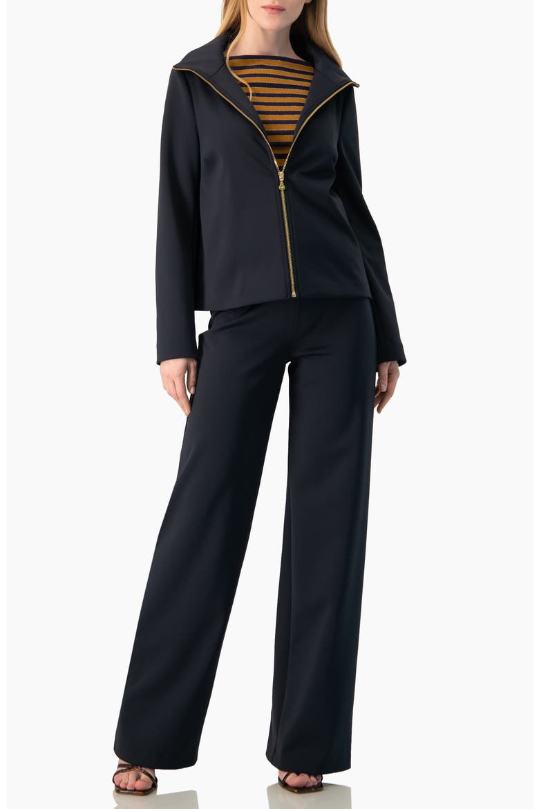 High-Neck Zip Bomber Jacket, Alternate, color, Navy Blue