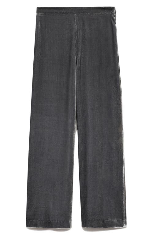 Mango Silvie Straight Leg Velvet Trousers In Silver