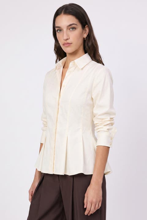 Fitted Pleated Long Sleeve Shirt