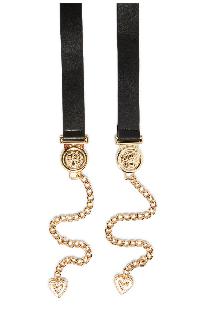 Topshop Lion Head Chain & Faux Leather Skinny Tie Belt, Alternate, color,