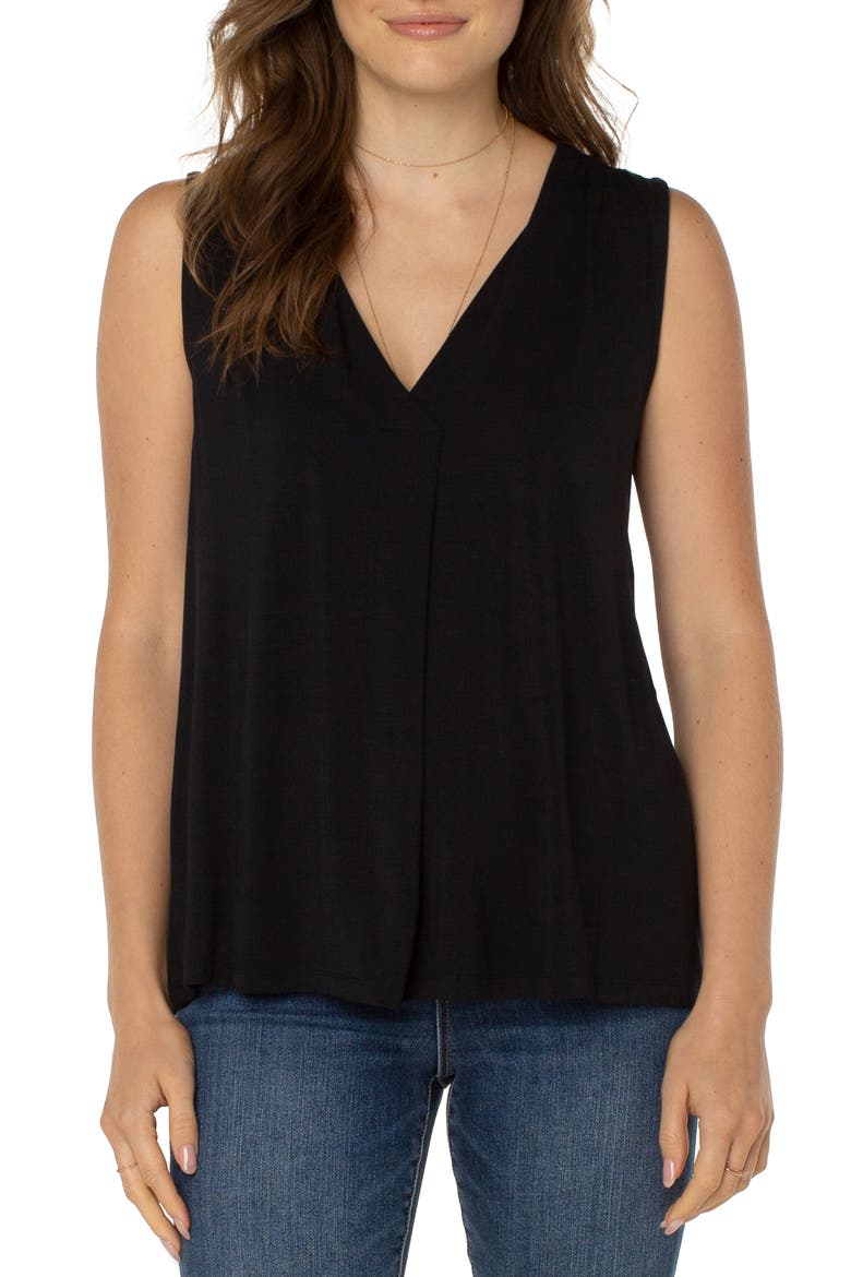 V-Neck Sleeveless Knit Top, Main, color, BLACK
