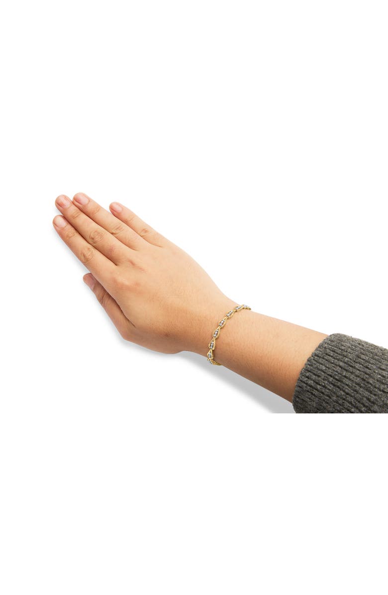 Haus of Brilliance 10k Yellow Gold 1/3 Cttw Diamond 3 Stone Teardrop Design Link Bracelet, Alternate, color, Yellow