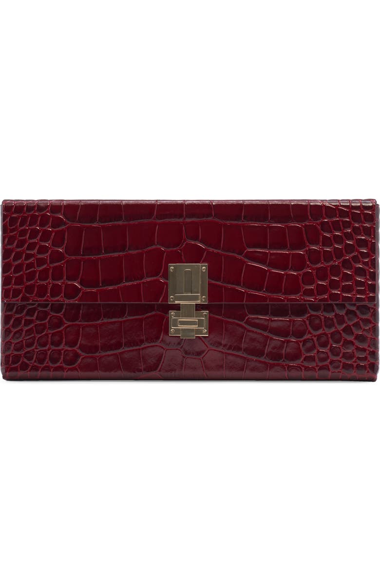 TOM FORD Croc Embossed Patenet Leather East/West Box Clutch, Main, color, 1R008 Ruby Red