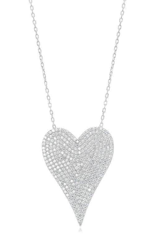 Shymi Jumbo Pavé Heart Pendant Necklace In Silver