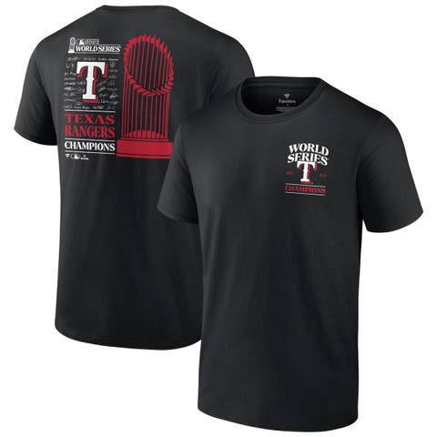 Youth Fanatics Branded Black Texas Rangers 2023 World Series Champions Signature Roster T-Shirt