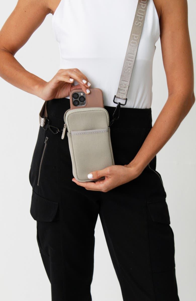 POP UPS BRAND Water Resistant Phone Crossbody Bag, Alternate, color, Taupe