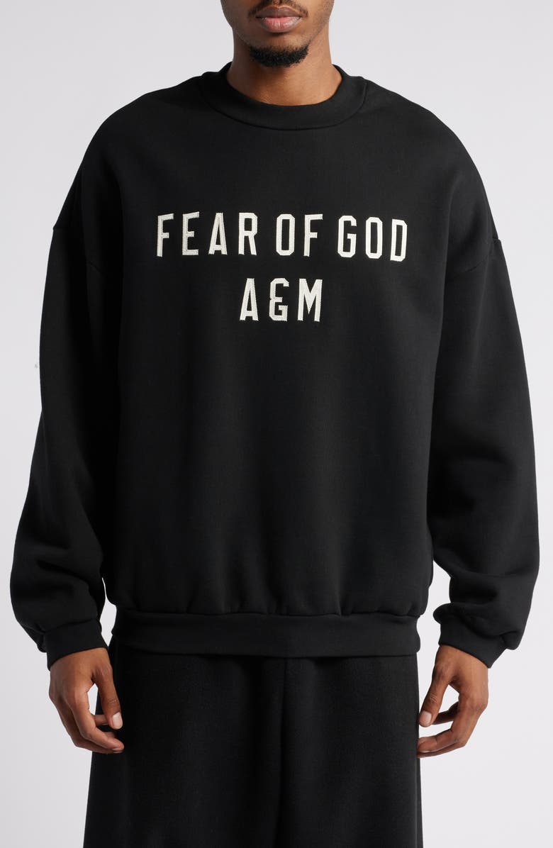 Fear of God Essentials A&M Logo Cotton Fleece Graphic Sweatshirt, Main, color,
