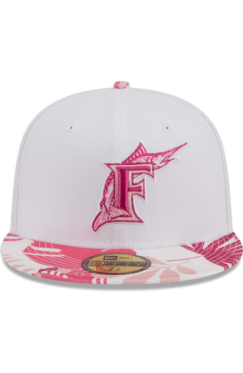 New Era Men's New Era White/Pink Florida Marlins Cooperstown Collection Flamingo 59FIFTY Fitted Hat, Alternate, color, 