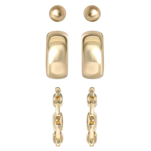 Jessica Simpson Gold-tone Stud And Hoop Earring Set In Gold