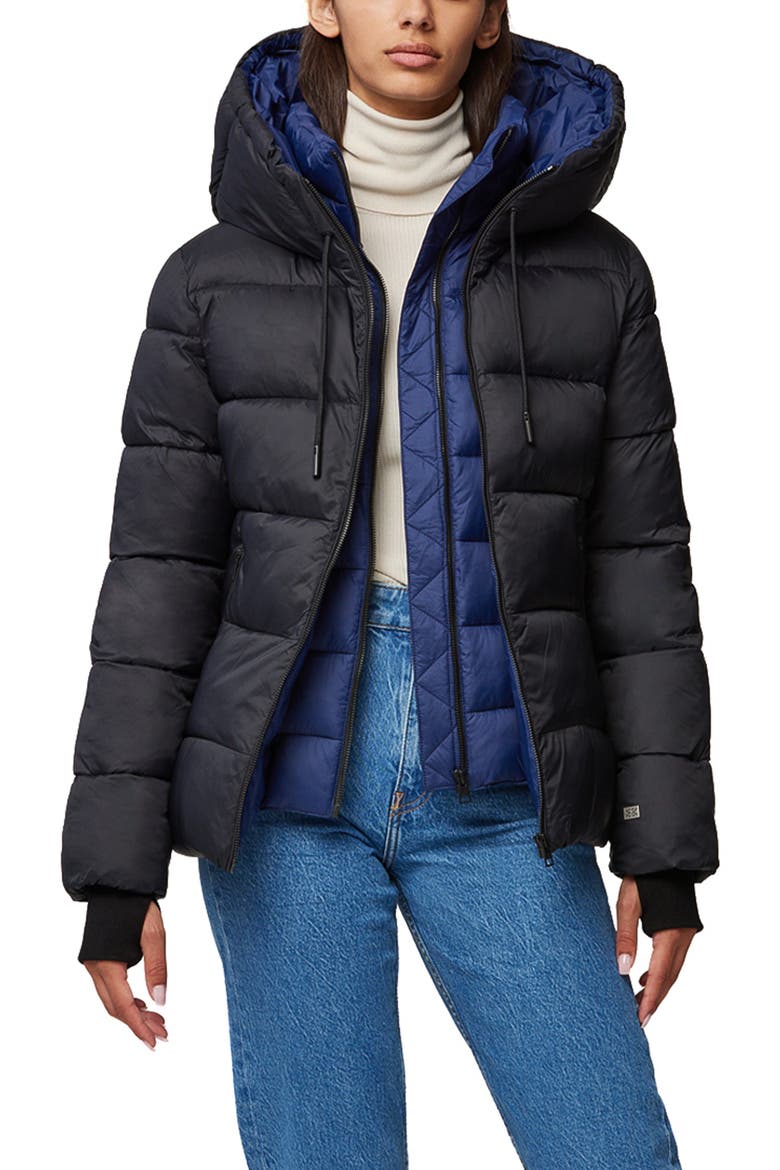 Adelita-E Water Repellent Recycled Nylon Puffer Jacket, Alternate, color, BLACK