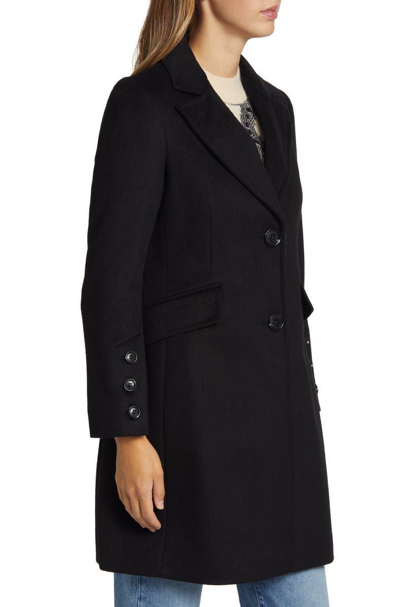 Sam Edelman Herringbone Button Twill Wool Blend Coat, Alternate, color,