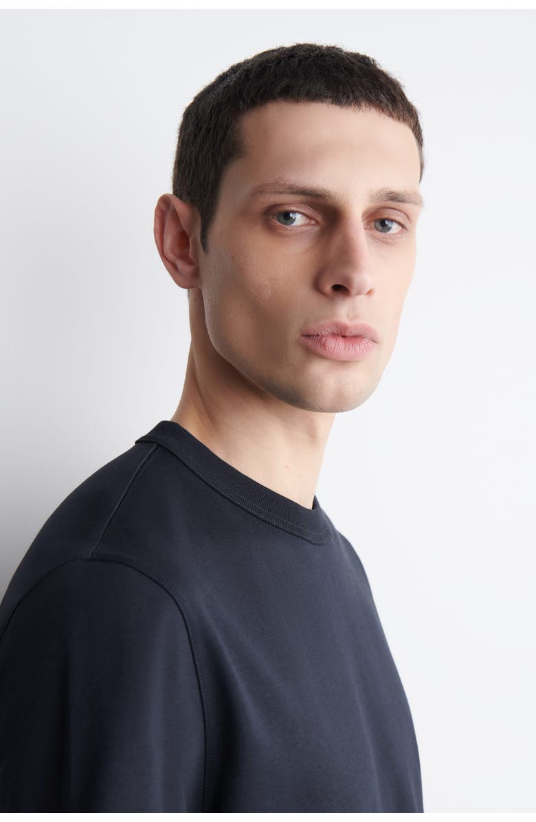 COS Interlock Cotton Crew-Neck T-Shirt, Alternate, color, Navy