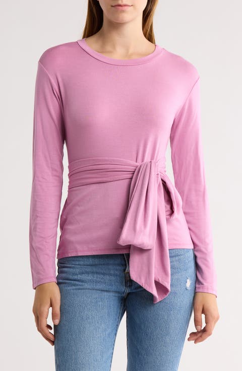 Tie Front Long Sleeve Knit Top