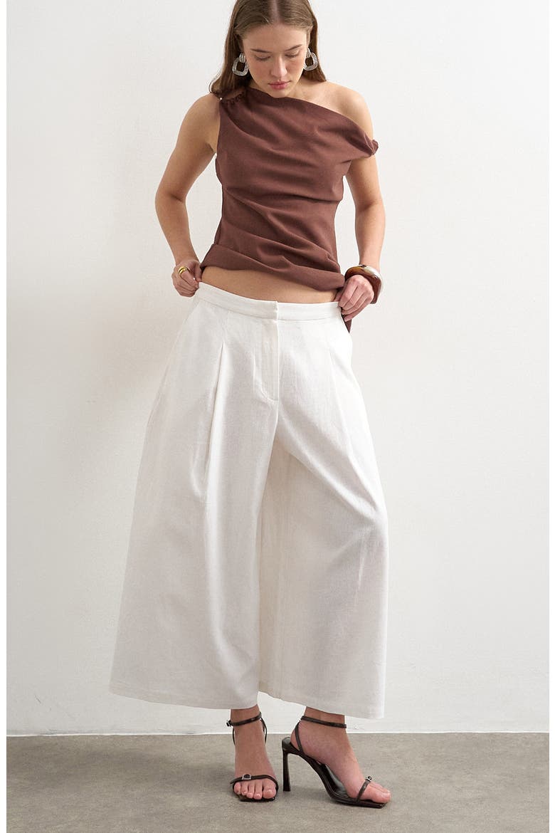 Linen Blend Culottes, Main, color, WHITE