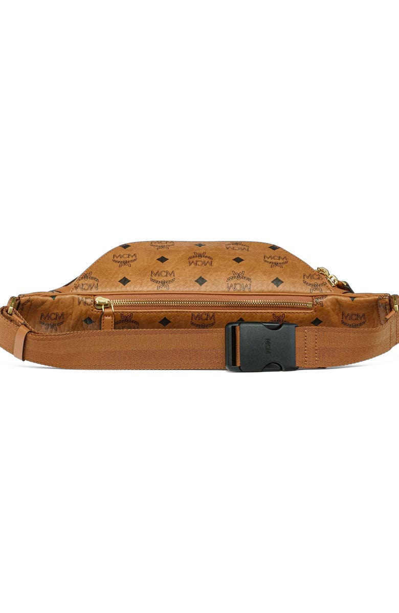 MCM Medium Fursten Belt Bag in Rabot Visetos, Alternate, color, Cognac