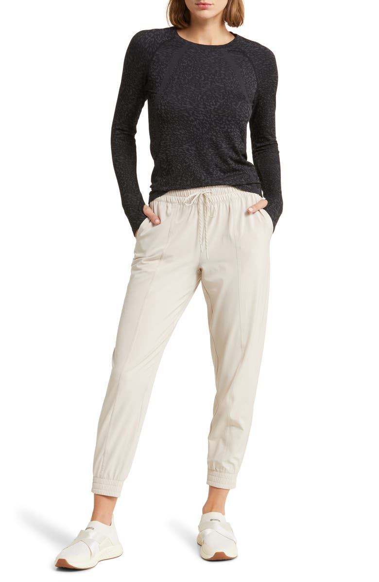 Zella Seamless Jacquard Long Sleeve T-Shirt, Alternate, color, 