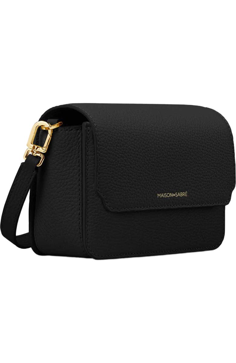MAISON de SABRÉ Mini Leather Flap Bag, Alternate, color, Black Caviar
