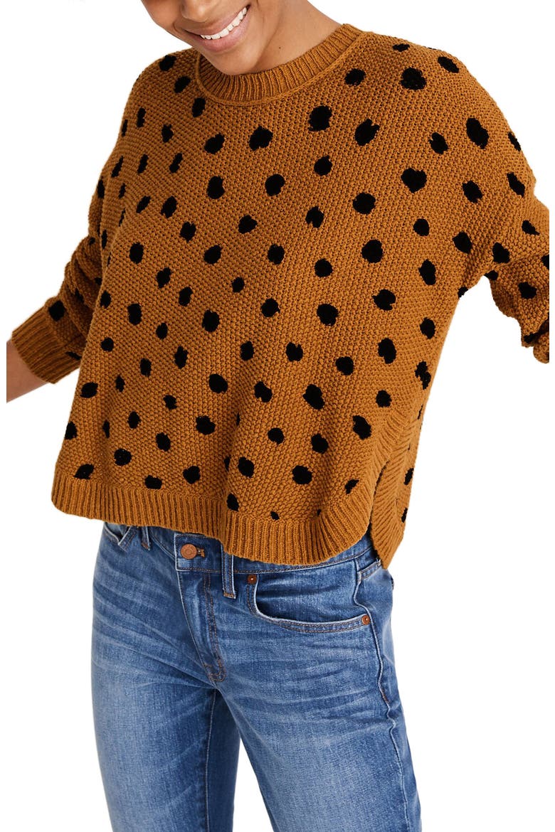 Painted Spots Pullover Sweater, Alternate, color, EGYPTIAN GOLD