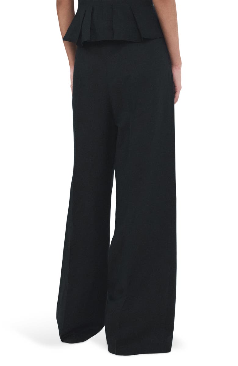 MANGO Straight Fit Linen Blend Pants, Alternate, color, Navy