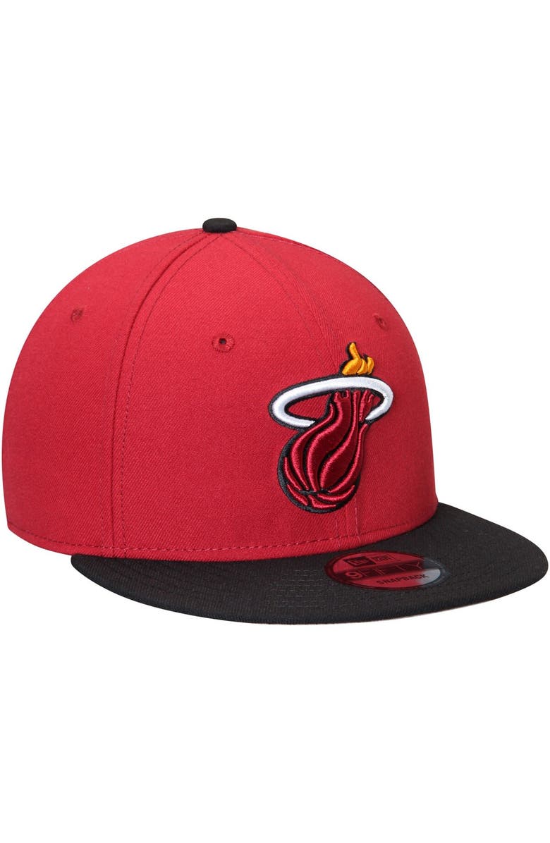 New Era Men's New Era Red/Black Miami Heat 2-Tone 9FIFTY Adjustable Snapback Hat, Alternate, color, Red