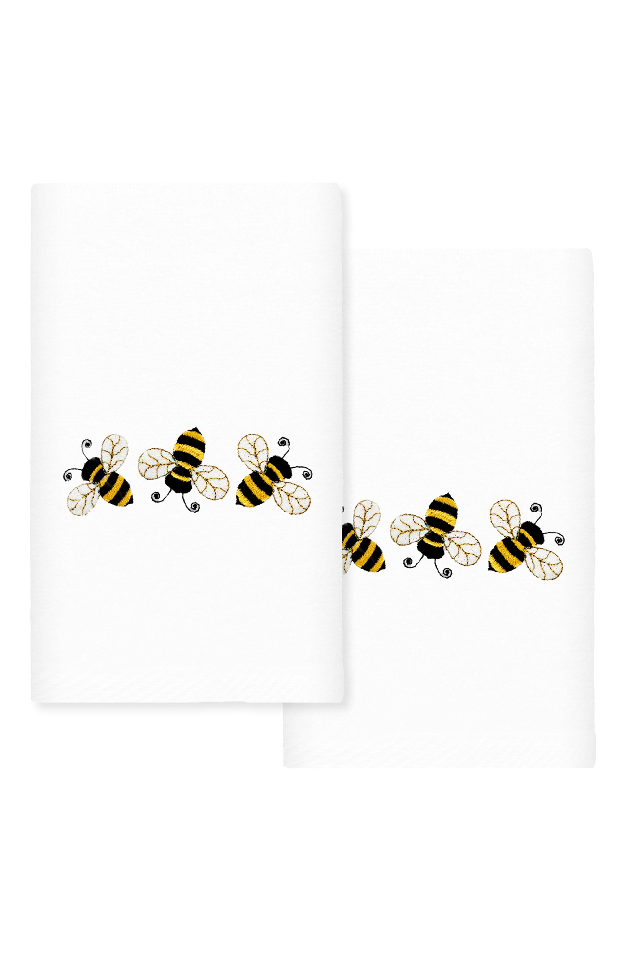 Linum Home Textiles Bee Dance Set of 2 Cotton Hand Towels