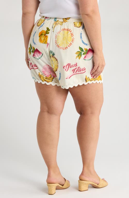 Sugarlips Zio Paradise Print Drawstring Shorts In White