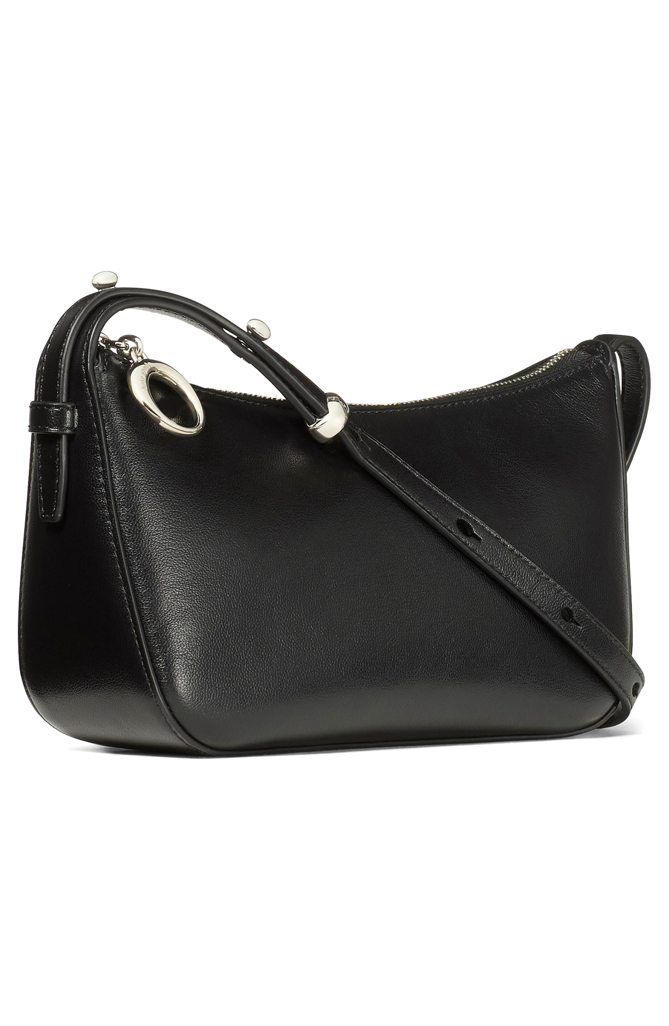 Kate Spade New York halo fine grain leather crossbody bag, Alternate, color, Black