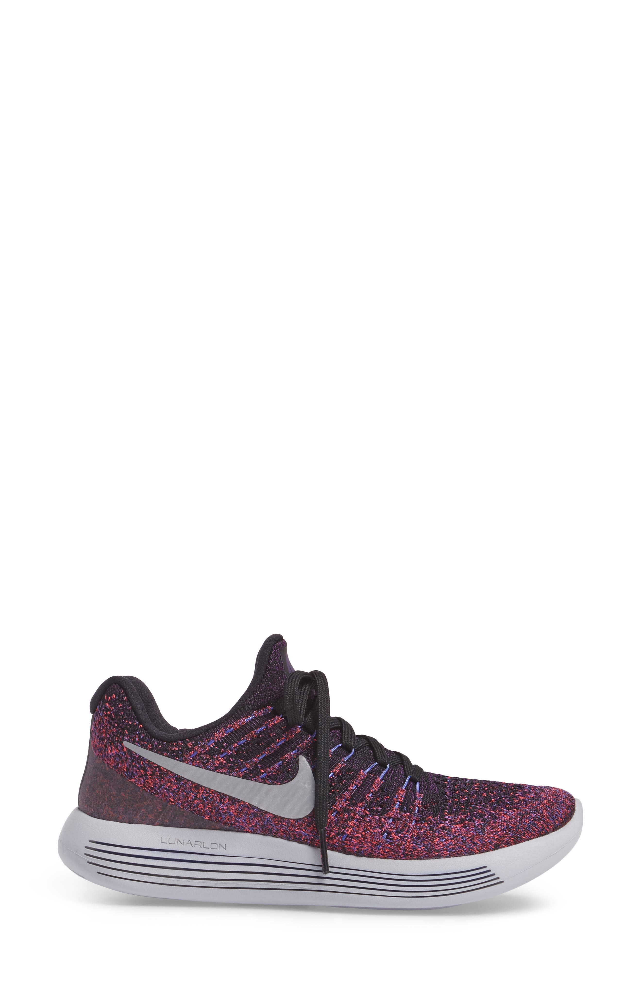 LunarEpic Low Flyknit 2 Running Shoe, Alternate, color, BLACK/ METALLIC SILVER