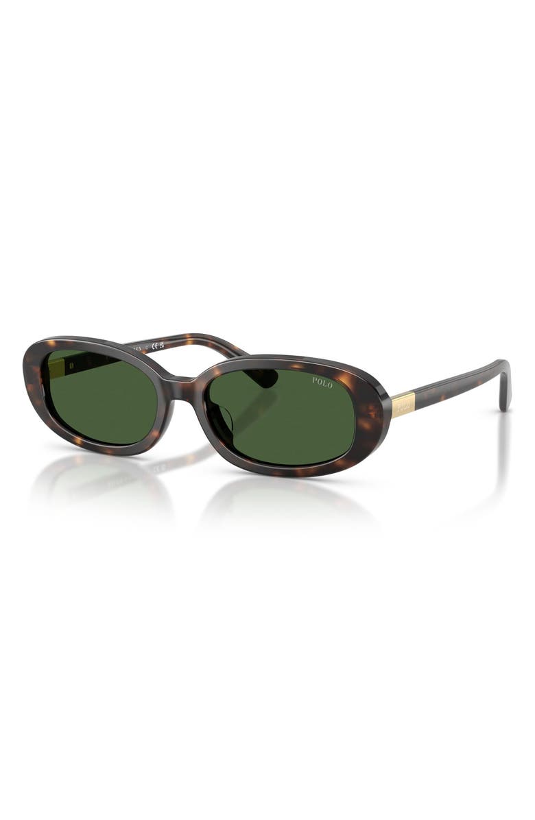 Polo Ralph Lauren 53mm Oval Sunglasses, Alternate, color, Shiny Dark Havana / Green