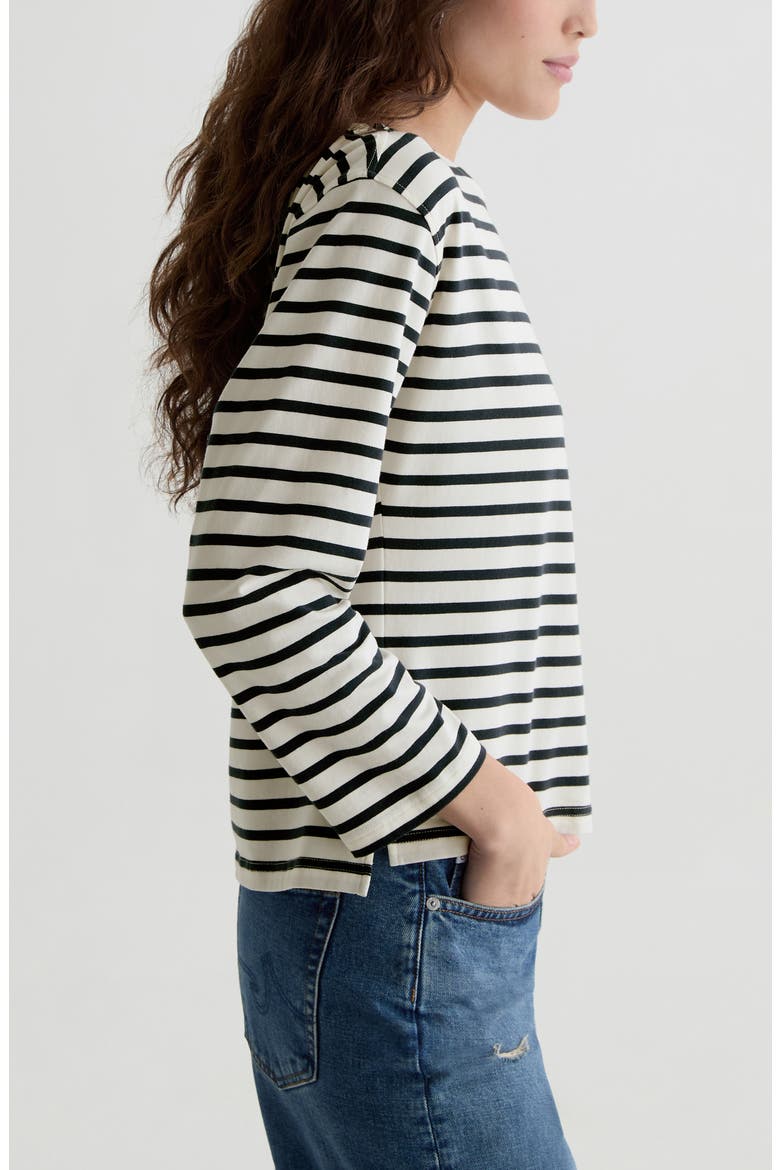 Annie Stripe Stretch Cotton T-Shirt, Alternate, color, POWDER/PACIFIC NAVY
